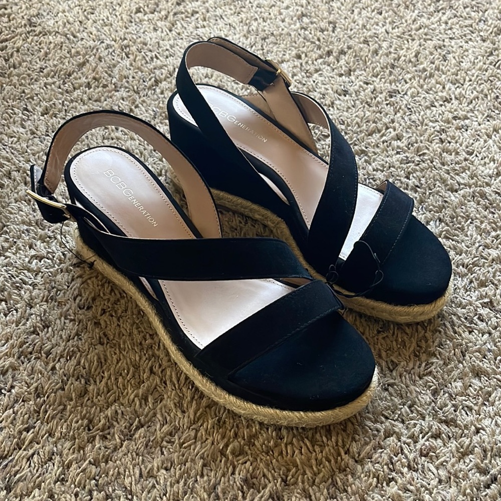BCBG Black Espadrille Sandals